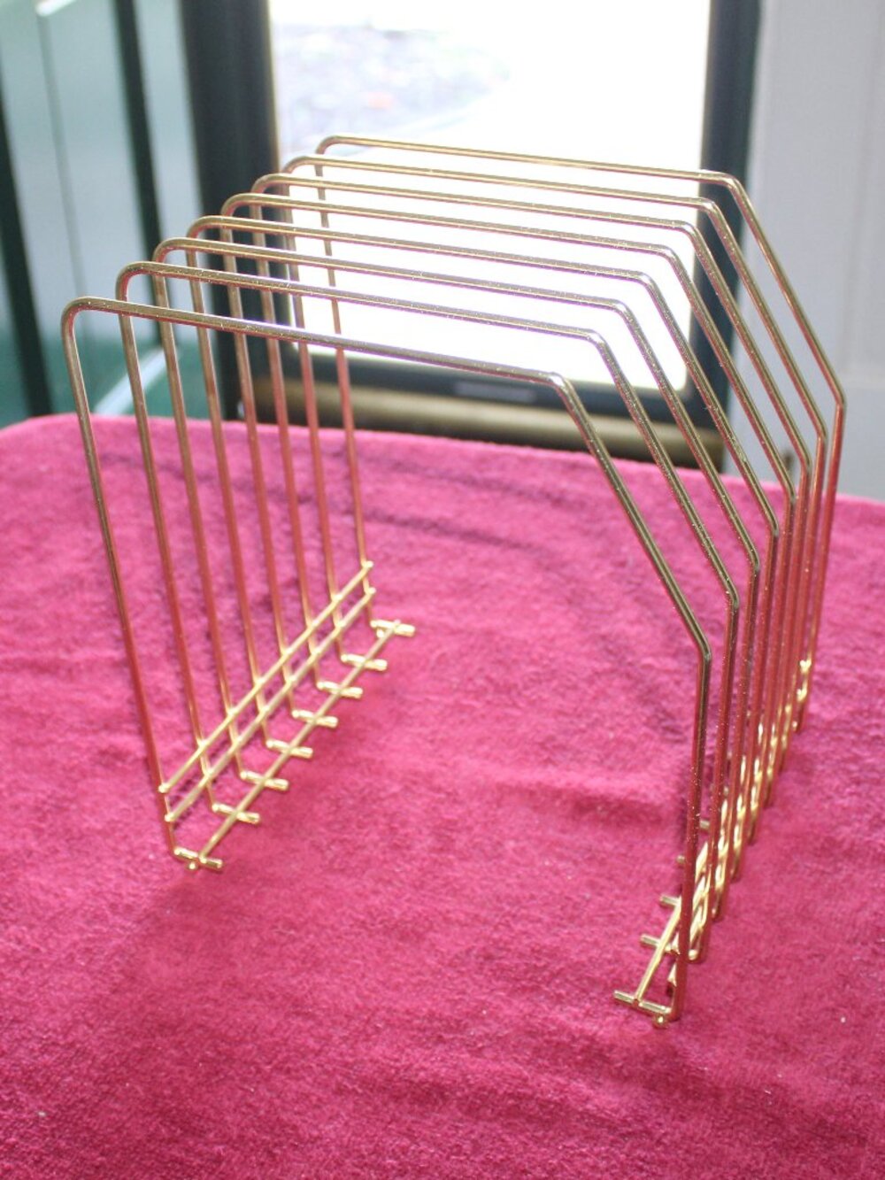 Vintage gold wire metal magazine or record rack